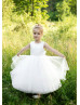 Beaded Shoulders Satin Tulle Classic Flower Girl Dress